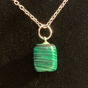 Striped Green and Black Pendant Necklace